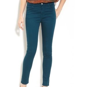 J Brand Teal Blue Skinny Leg Riviera Blue Green Denim Jeans